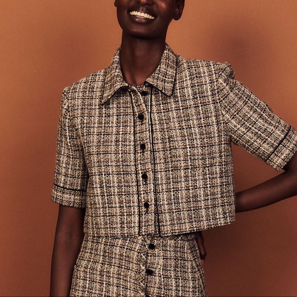 Sandro Tweed Crop Top - Picture 1 of 10